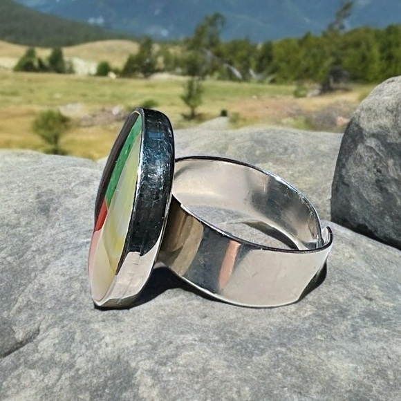 🌺Artisan Sterling & Inlaid Stone Ring - Picture 7 of 13